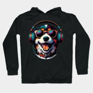 Barbet Smiling DJ with Headphones, Japanese Art Style Hoodie